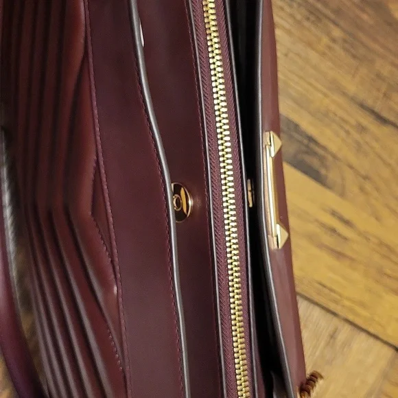 Michael Kors Whitney Tote in Oxblood with Gold Chain - Picture 9 of 11